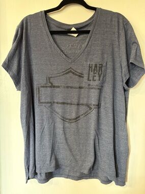 Harley-Davidson Blue V-Neck Graphic Tee